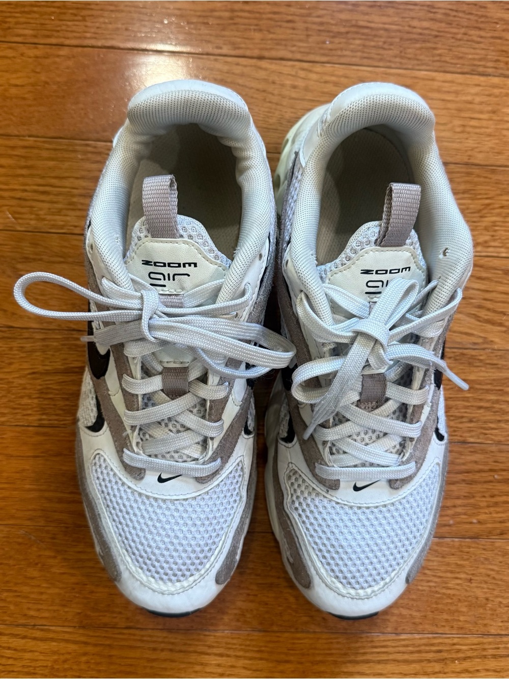Nike Womens 8.5 Air Zoom Fire White Taupe Sneakers Chunky Shoes Mesh FN3483-100 - Picture 2 of 10